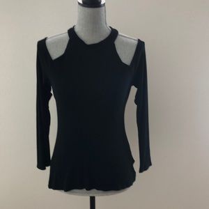 Black knit cold shoulder top
